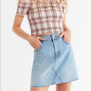 Urban Outfitters BDG Re-made Denim Jean mini Skirt Size M Light wash raw hem